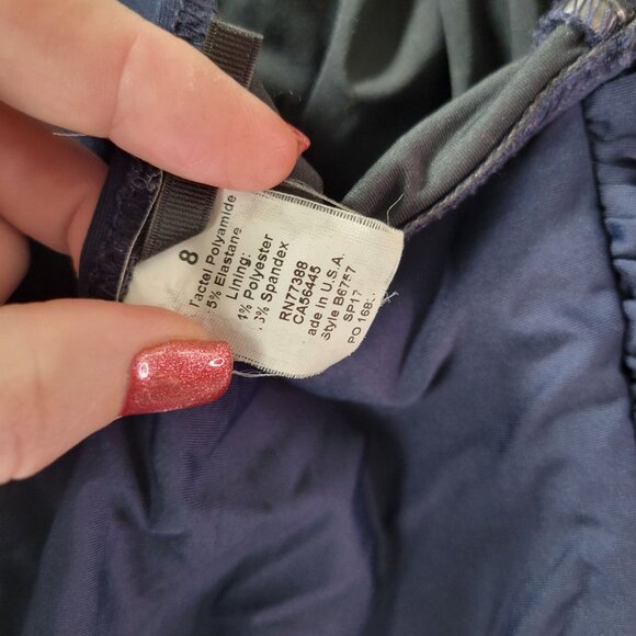 J.Crew Womens 8 Navy Halter‎ One Piece Swimsuit Ruched Front Style B6757 Made in - Picture 6 of 9